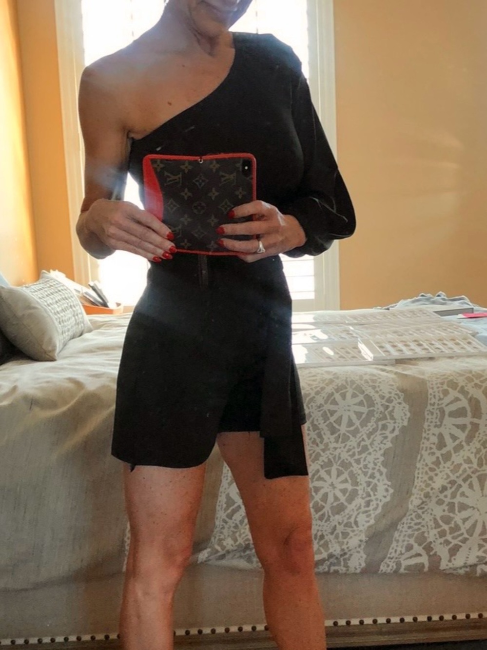 Black One Shoulder Romper | Size Small/Medium | Tie Waist belt  |